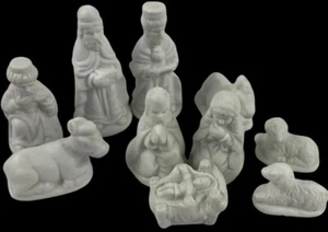 Juego de 10 figuras de cerámica blanca de la Natividad - Imagen 1 de 2