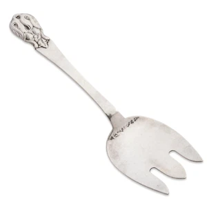CARL POUL PETERSEN KANADISCHE MID-CENTURY STERLING GEHÄMMERT SERVIERGABEL BLÜTE - Bild 1 von 3