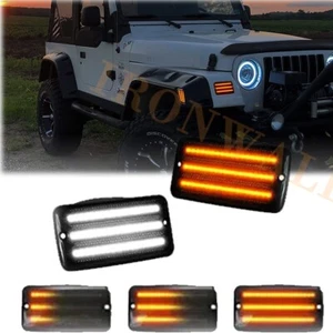 Front Bumper Sequential Dynamic Led Amber Blinker Indicator Lamps for Jeep TJ - Picture 1 of 10