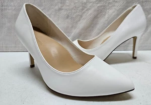 JustFab Womens Size 7.5 E White Pumps 3" Stilleto Heels - Picture 1 of 10