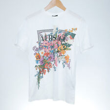 Versace NWT $750 Italy Wild Floral Bouquet VERSACE Spell Out Logo T Shirt, 38