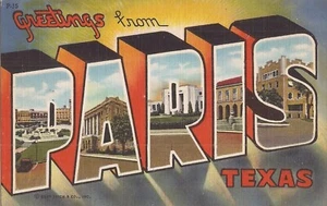 LARGE LETTER - Paris, TEXAS - Keyed - 1944 - Picture 1 of 2