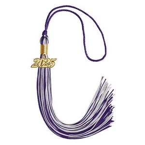 Endea Graduation Purple/Silver Mixed Color Tassel with Gold Date Drop - Picture 1 of 17