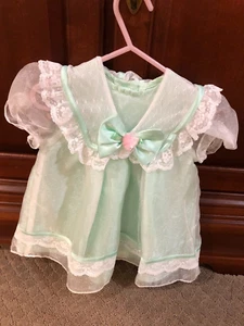 Vintage Rose Cottage Sheer Baby Girls Green Dress Size 12 mo. - Picture 1 of 5