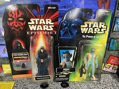 Star Wars Greedo Poder de la Fuerza y Darth Sidious Episodio Uno NUEVO SELLADO Foto 1 de 4