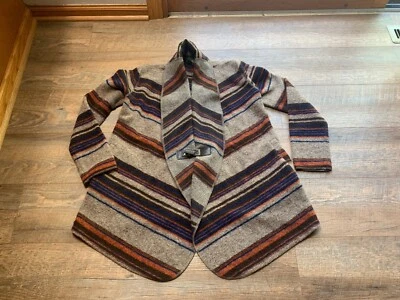 Fenn Wright Manson Mujer Mezcla de Lana Manta Capa Cárdigan Rayas Hebilla Talla Pequeña Foto 1 de 4