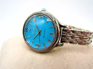 Vintage Ecclissi Sleeping Beauty 33820 Sterling Turquoise Dial Ladies Watch 74g - Picture 1 of 17