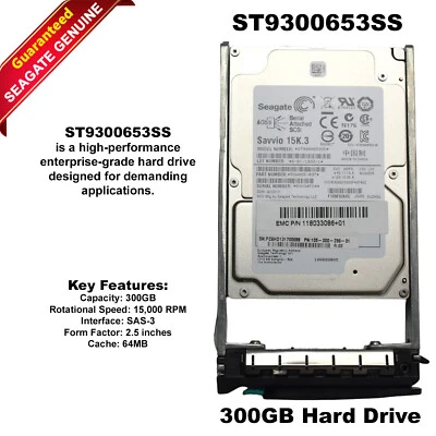Seagate Savvio 15K.3 ST9300653SS 300GB 15000 RPM 64MB Cache SAS 6Gb/s 2.5" HDD - Image 1 of 4
