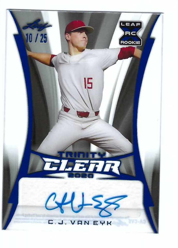 C.J. VAN EYK 2020 LEAF TRINITY BASEBALL CLEAR ACETATE ROOKIE AUTO /25 - Image 1 of 1