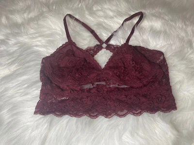 Bralette de encaje Xhilaration - espalda deportiva borgoña - talla S - nuevo sin etiquetas Foto 1 de 4