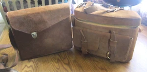 2- Suede Vintage Camera Cases Buckskin Mustang & Shoulder Pack Buckskin Sidekick - Picture 1 of 11