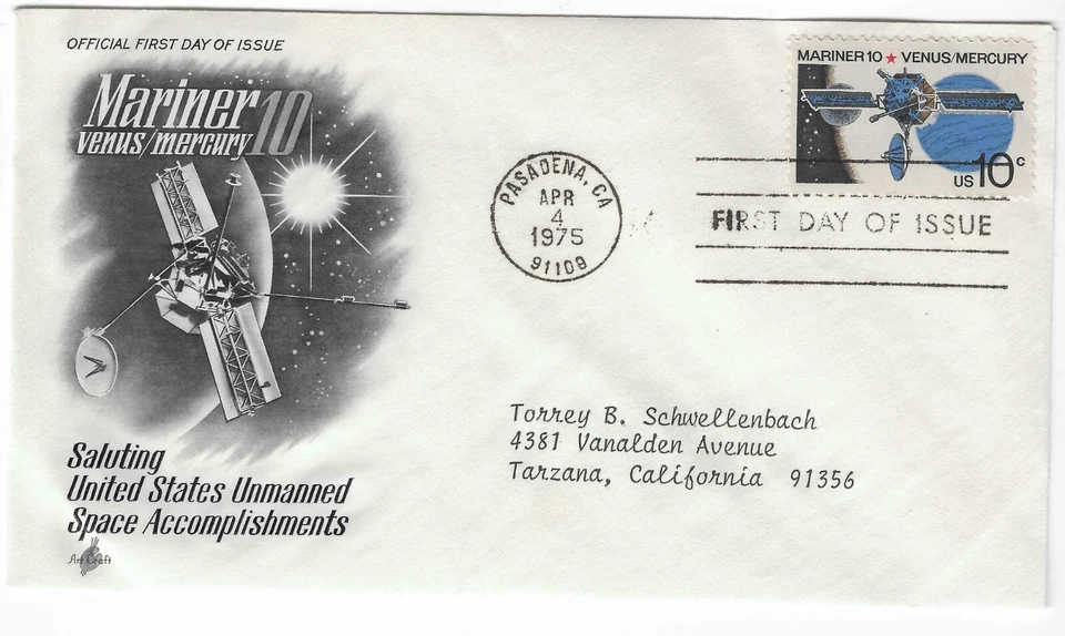 Mariner 10, Venus/Mecury, SPACE  1975 First Day Issue cover with literature - Image 1 of 2