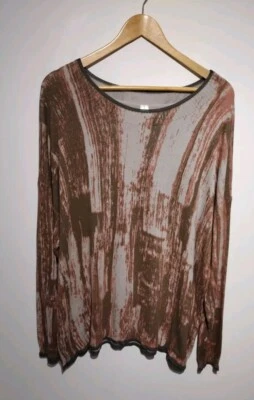 Marlawynne 3XL Abstract Print Jumper Rust Coloured Long Sleeve Cotton Blend  - Image 1 of 4