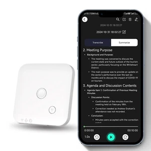 AI Voice Recorder, With Speech-to-Text & Summarization, 102 Languages,64GB White - Picture 1 of 6