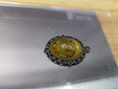 Pendant With Amber Stone 6.82 Grams 1 Piece - Image 1 of 3