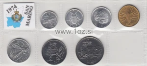 JUEGO SAN MARINO 1974 - 7 monedas (1, 2, 5, 10, 20, 50, 100 LIRAS) SIN CIRCULAR - Imagen 1 de 5