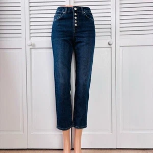 *Neu* REISS dunkelblau Bailey Mid Rise Slim Crop gerades Bein Gr. 24 - Bild 1 von 14