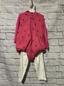 🍓Carter's Strawberry Halloween Costume 24 Months 3 Piece Fleece Pink New #629 - Picture 1 of 4