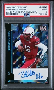 LaNorris Sellers 2024 Pro Set Pure #BALNS Crystal Platinum Auto PSA 9 Mint Cocks - Picture 1 of 3