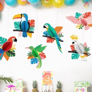 6 pezzi palla a nido d'ape carta uccellino tropicale Luau decorazioni festa tema giungla - Foto 1 di 12