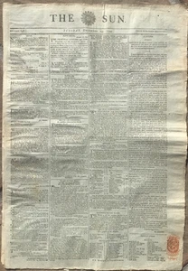 1794 "The Sun" Newspaper - Brigida Banti, Italian Soprano - "The Cherokee" Opera - Picture 1 of 5