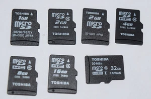 Carte mémoire flash micro SD SDHC 1 Go/2 Go/4 Go/8 Go/16 Go/32 Go TOSHIBA - Photo 1 sur 8
