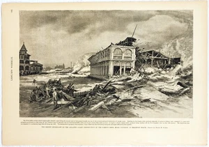 1896 ATLANTIC HURRICANE HITS NEW ENGLAND CONEY ISLAND ROCKAWAY 15x11 Read P321 - Picture 1 of 3