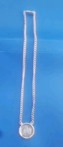 Ciondolo moneta argento 1/2 sol Perù 1935 vintage con collana 25" 925 - Foto 1 di 7