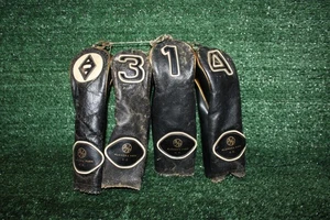 Vintage Golf Club Head Covers Set of 4  Leather  #1, 3, 5, Diamond - Picture 1 of 7
