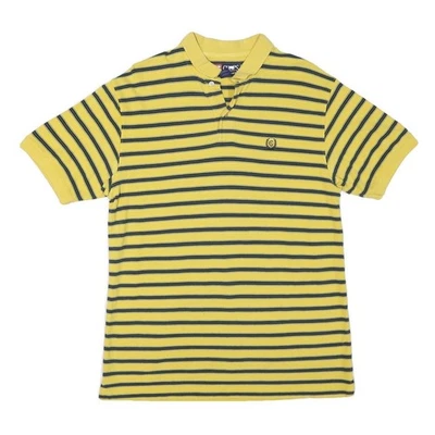 CHAPS Mens Yellow & Navy Striped Short Sleeve Polo Shirt M Classic Cotton Blend - Image 1 of 4