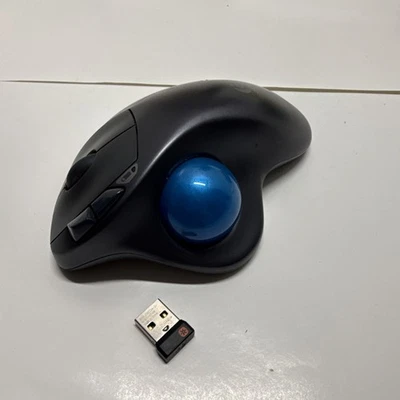 Logitech M570 Wireless Trackball Mouse Black w/ Bluetooth Dongle Parts Or Repair - Image 1 of 4