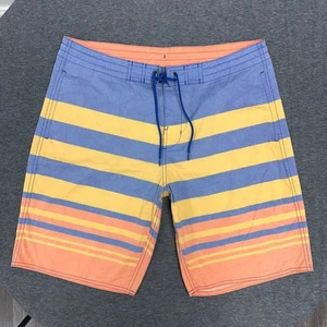 Roundtree & Yorke Swim Trunks Striped Drawstring Swimwear Blue Shorts Size 34 - Picture 1 of 11
