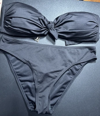 NWT $148 Kate Spade Bandeau BIKINI Size M S8C237S Black - Image 1 of 4