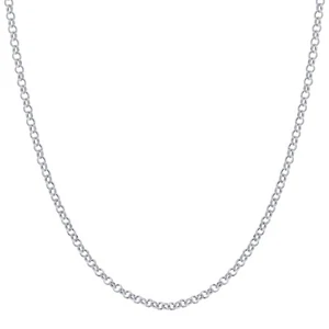 Collar de cadena italiano de plata de ley 925 sólido de 1 mm Rolo resistente - Imagen 1 de 12