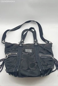 Coach Black Poppy Classic C Monogrammed Black Hobo Bag - Picture 1 of 8