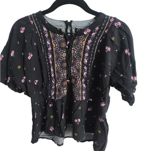 Art Class Girls Boho Black Floral Shirt Size Youth Large 10/12 - Picture 1 of 4