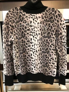 Suéter Pierre Cardin 100% Cachemira Cuello Alto Guepardo Animal Swarovski L Nuevo con Etiquetas - Imagen 1 de 4