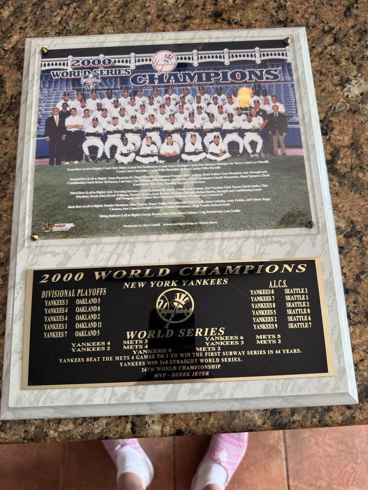 2000 New York Yankees Serie Mundial Campeones Placa Subway Series Jeter MVP Foto 1 de 1
