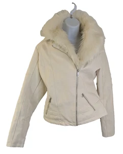 Fashion Nova, Elsa, Kunstleder Moto Jacke, weiß, Gr. M, neu mit Etikett - Bild 1 von 7