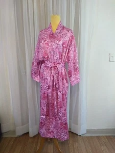 Cabernet by Sleep Sense Multicolor Pink Kimono Satin Robe Attached Belt Size XL - Picture 1 of 9