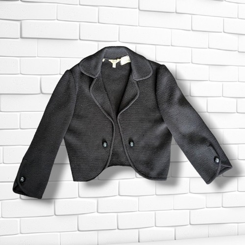 SAINT LAURENT (YSL) Maglione Bolero Vintage Yves Saint Laurent Lana Nera Frontale Aperta Taglia L