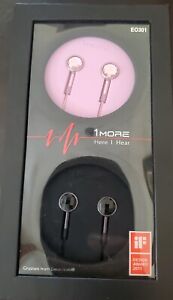 1 PLUS écouteurs intra-auriculaires à piston cristal rose et noir (2 paquets) 