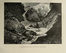 St. Gotthard Pass 1883 Antique Book Disbound Etched Print of the Swiss Alps