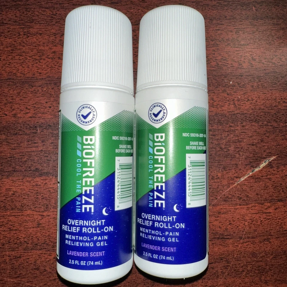 Biofreeze Menthol Overnight Roll-On Pain Relieving Gel 2.5oz X2 - Image 1 of 1