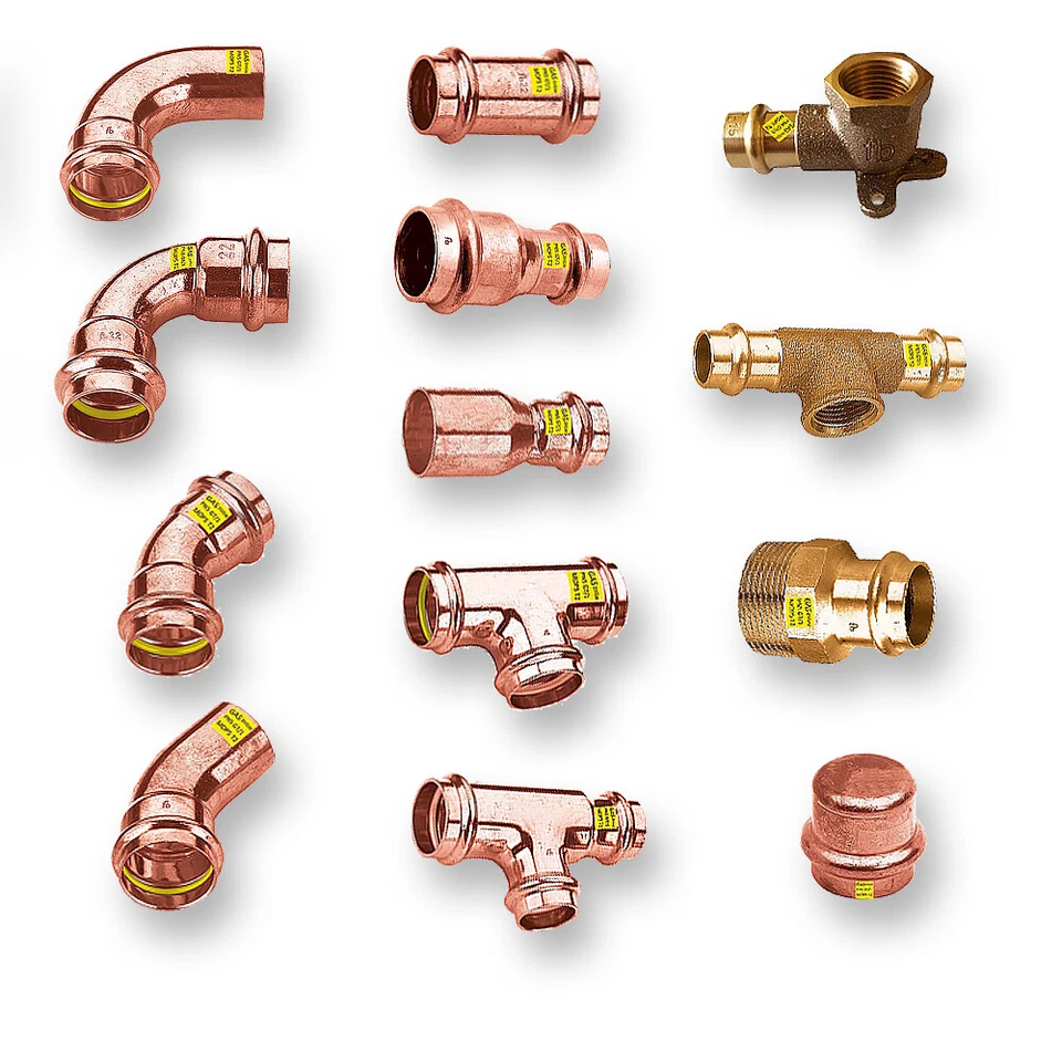 FRABO Gas Pressfittings aus Kupfer, Rotguss Gas Pressfitting, Pressfitting für Gas