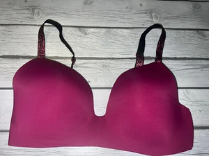VS Pink Logo Wireless leicht gefütterter Tshirt BH NEU Gr. 36D Burgundy - Bild 1 von 4