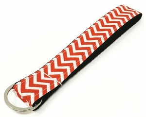 Multi Color Heavy Webbing Chevron Wristlet key fob with key ring - Picture 1 of 30