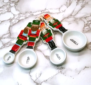 Peir 1 Christmas Holiday Nutcracker Soldiers Ceramic Measuring Spoons - Picture 1 of 7