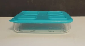 Tupperware 3150 Clear Mates 440 ml Square Stackable Container w/ 6860 Blue Lid - Picture 1 of 8