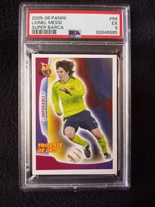 2005-06 Lionel Messi Panini Super Barca Tridente de Oro Sticker #68 PSA 5 RARE - Bild 1 von 10